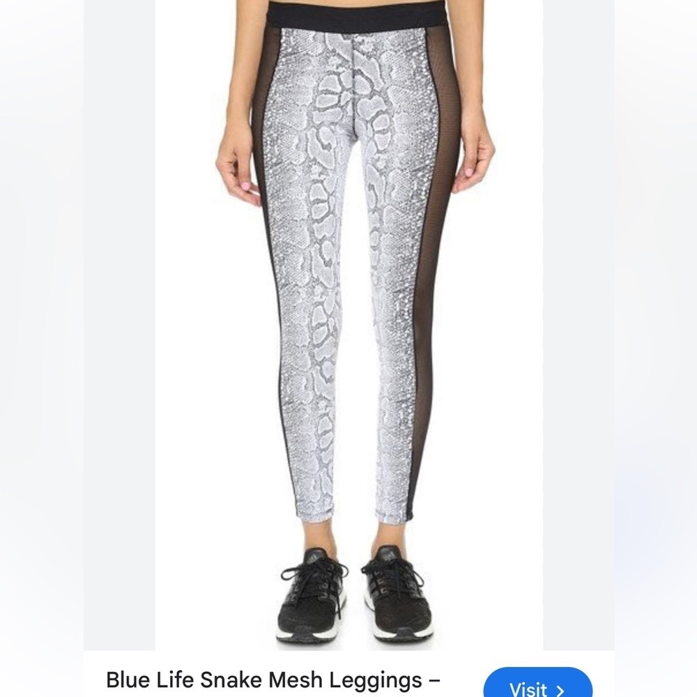 Blue life black legging snake print mesh side size small
